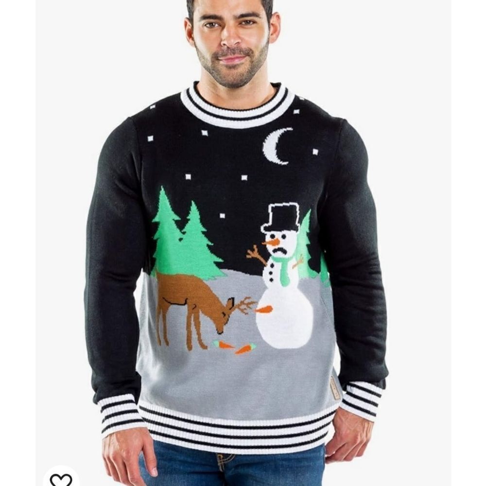 Tipsy Elves XL Ugly Christmas Sweater Carrot Trail Nightmare Reindeer